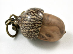 LV-2629 Corrugata Burl & Betelnut Acorn Pendant Box,Bag Charm, Keychain-SCREW CAP