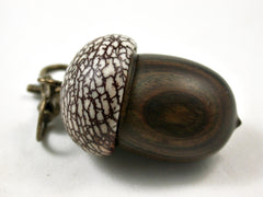 LV-3113 True Lignum Vitae & Betelnut Acorn Box, Pill Holder, Compartment Pendant-SCREW CAP