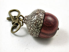 LV-2625 Tulipwood & Betelnut Acorn Pendant Box, Charm, Pill Holder-SCREW CAP