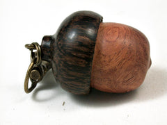 LV-2800 Amboyna Burl & Black Palm Acorn Pendant Box, Pill Fob, Secret Compartment-SCREW CAP