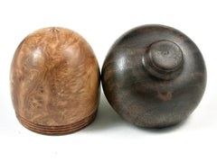 LV-2969 Brown Mallee Burl & Black Walnut Wooden Acorn Jewelry, Ring Box, Pill Box-SCREW CAP