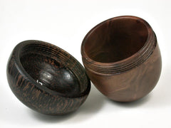 LV-2887 Camphor Burl & Black Palm Acorn Trinket Box, Keepsakes, Jewelry Box-SCREW CAP