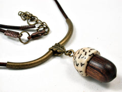 Reserved for Tami: LV-2657 Ironwood & Australian Black Palm Nut Pendant Necklace, Memorial Jewelry -SCREW CAP