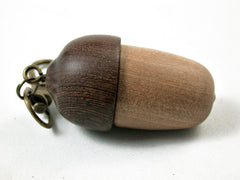 LV-3127  Sandalwood & Brown Ebony Acorn Box, Pill Holder, Compartment Pendant-SCREW CAP