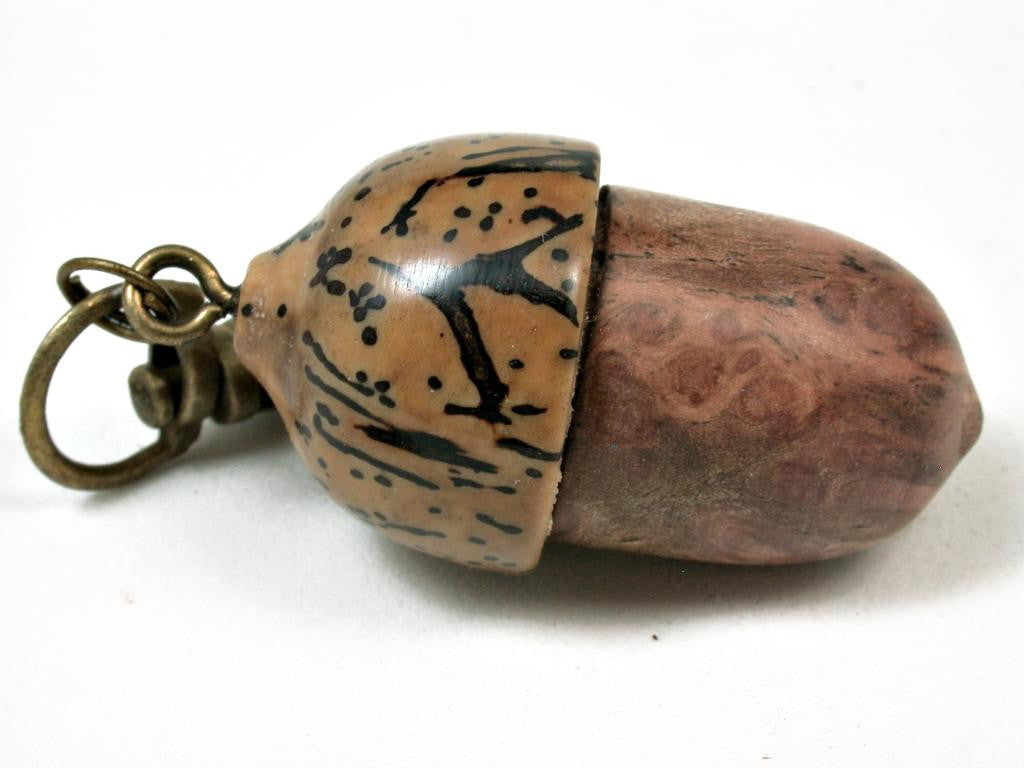 LV-2938 Acorn Pendant Box, Compartment Jewelry from Papaturro Burl & Palm Nut-SCREW CAP