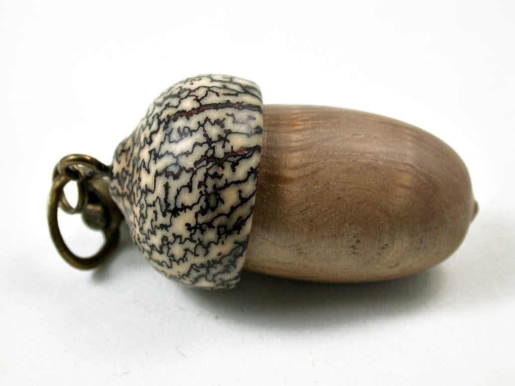 LV-3165  Cork Oak & Betelnut Acorn Box, Pill Holder, Compartment Pendant-SCREW CAP