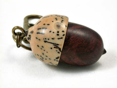 LV-3057 Logwood Burl & Palm Nut Acorn Box, Pill Holder, Compartment Pendant-SCREW CAP