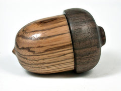 LV-2922 Wooden Acorn Box, Ring Box, Pill Box Zebrawood & Walnut-SCREW CAP