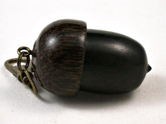 LV-2709 Malaysian Blackwood & Black Palm Nut Acorn Pendant Box, Pill Fob-SCREW CAP
