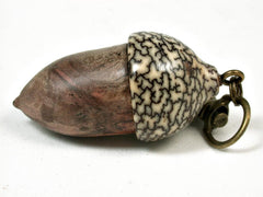 LV-2937 Papaturro Burl & Betelnut Acorn Box, Pill Holder, Memorial Pendant-SCREW CAP