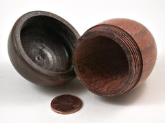 LV-2924 Wooden Acorn Jewelry, Ring Box, Pill Box from Red Zebrawood & Black Walnut-SCREW CAP