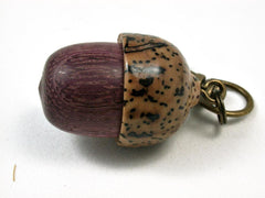 LV-2772 Purpleheart & Yolillo Palm Nut Acorn Pendant Box, Secret Compartment-SCREW CAP