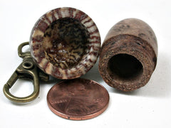 LV-2932 Acorn Pendant Box, Pill Fob from Balau Burl & Betel Nut-SCREW CAP