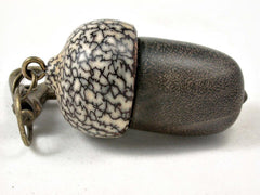 LV-3052  Blue Mahoe & Betelnut Acorn Box, Pill Holder, Compartment Pendant-SCREW CAP