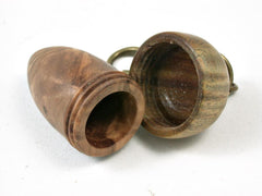 LV-2804 Olive Burl & Verawood Acorn Pendant Box, Pill Fob, Secret Compartment-SCREW CAP