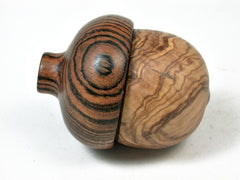 LV-2885 Wooden Acorn Jewelry, Ring Box, Pill Box Olive Burl & Bocote-SCREW CAP