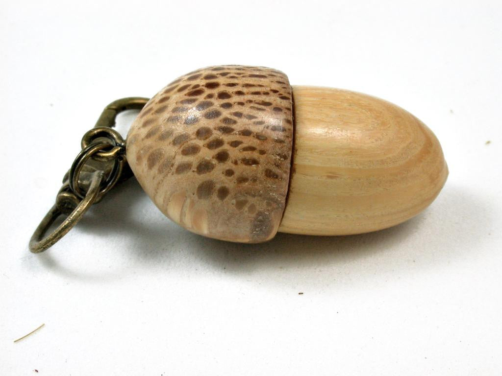 LV-2792 White Ironwood & Royal Palm Acorn Pendant Box, Pill Fob, Memorial Jewelry-SCREW CAP