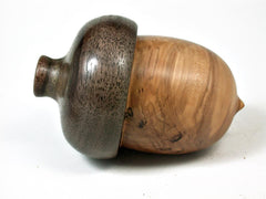 LV-2758 Olive Burl & Black Walnut Acorn Jewelry Box, Pill Box, Trinket Box-SCREW CAP