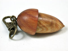 LV-2715 Ponderosa Burl & Malaysian Raja Kayu Acorn Pendant Box, Secret Compartment-SCREW CAP