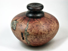 LV-3025  Manzanita & Rosewood Threaded Vessel, Lidded Urn with Vermiculite Inlay