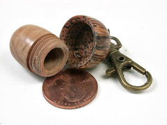 LV-2813 Yellow box Burl & Hala Acorn Pendant Box, Pill Fob, Secret Compartment-SCREW CAP