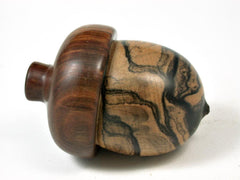 LV-2750 Black n White Ebony & Lignum Vitae Acorn Jewelry Box, Pill Box, Trinket Box-SCREW CAP