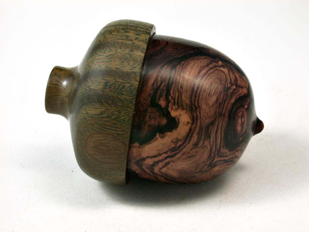 LV-2738 Honduran Rosewood Burl & Verawood Acorn Jewelry, Ring Box, Pill Box-SCREW CAP