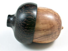 LV-2968 Olive Burl & Black Palm Wooden Acorn Jewelry, Ring Box, Pill Box-SCREW CAP