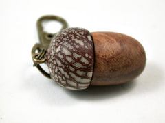 LV-3037  Amboyna Burl & Betelnut Acorn Box, Pill Holder, Compartment Pendant-SCREW CAP