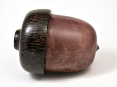 LV-2942 Wooden Acorn Jewelry, Ring Box, Pill Box Sal Burl & Black Palm-SCREW CAP