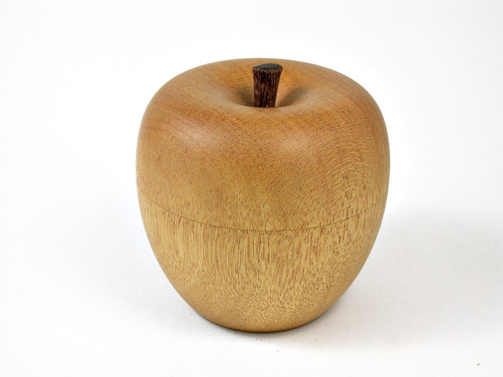 LV-2820 Wooden Apple Threaded Box Made from Yellowheart & Brownheart Stem-SCREW CAP