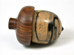 LV-2750 Black n White Ebony & Lignum Vitae Acorn Jewelry Box, Pill Box, Trinket Box-SCREW CAP