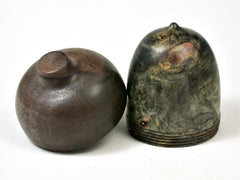 LV-2927 Acorn Box, Ring Box, Pill Box Buckeye Burl & Walnut-SCREW CAP