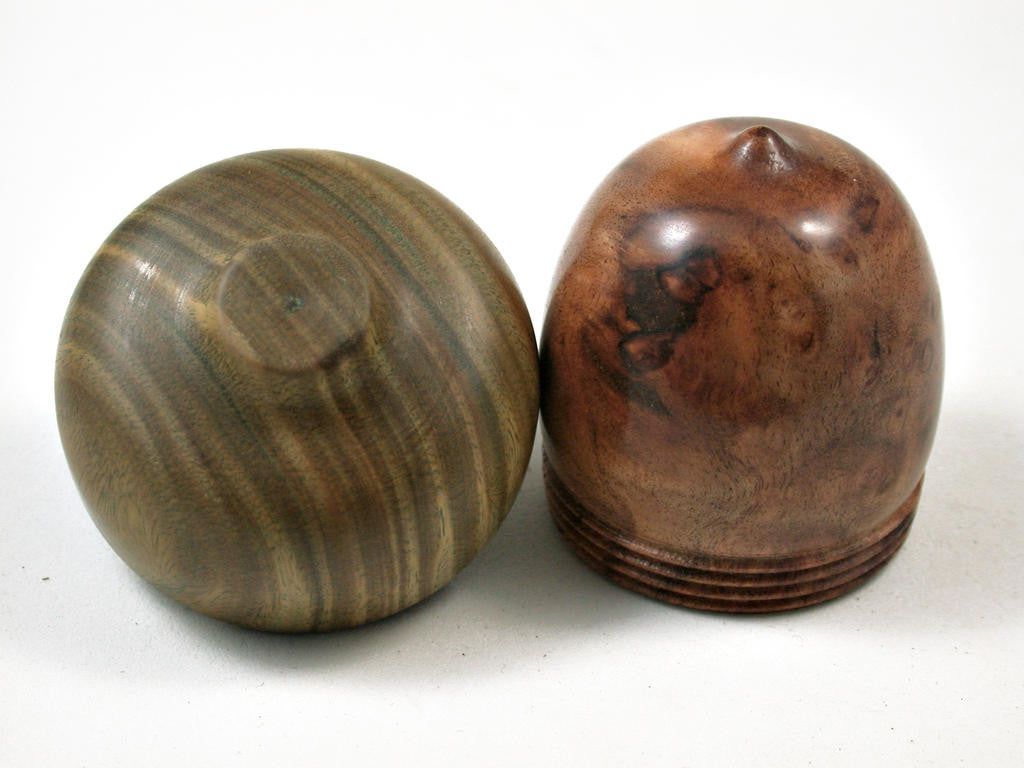 LV-3134  Camphor Burl & Verawood  Acorn Pill Box, Jewelry, Engagement Ring Box-SCREW CAP