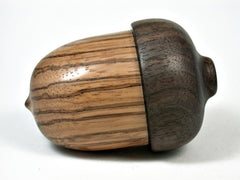 LV-2922 Wooden Acorn Box, Ring Box, Pill Box Zebrawood & Walnut-SCREW CAP