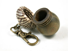LV-3171 Verawood & Betelnut Acorn Box, Pill Holder, Compartment Pendant-SCREW CAP