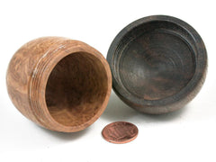 LV-2969 Brown Mallee Burl & Black Walnut Wooden Acorn Jewelry, Ring Box, Pill Box-SCREW CAP