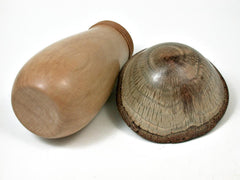 LV-2880 Ivorywood & Live Oak Wooden Mushroom Trinket Box, Pill, Jewelry Box-THREADED CAP