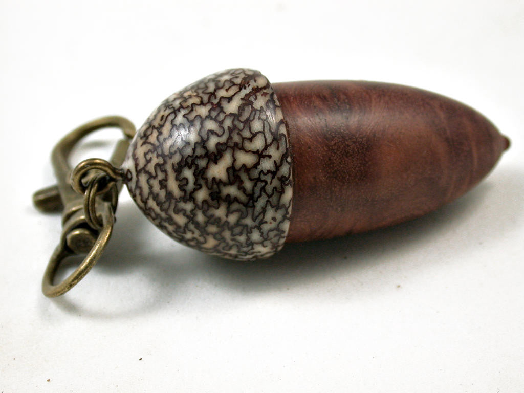 LV-3118  Red Mallee Burl & Betelnut Acorn Box, Pill Holder, Compartment Pendant-SCREW CAP