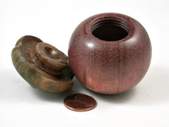 LV-3000 Mangosteen Threaded Box from Purpleheart & Verawood,Trinket Box, Pill Box-SCREW CAP