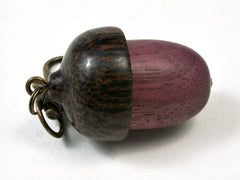 LV-2771 Purpleheart & Black Palm Acorn Pendant Box, Pill Fob-SCREW CAP