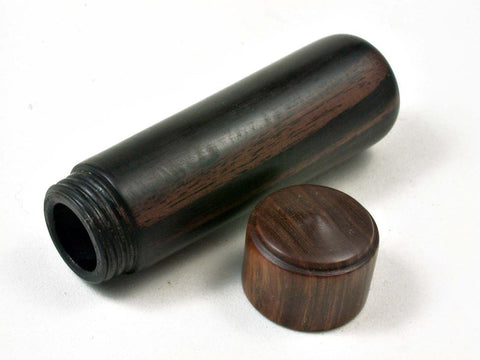 LV-3050 Ebony & Lignum Vitae Slim Pill Box, Toothpick Holder, Needle Case-SCREW CAP