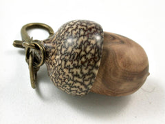 LV-2629 Corrugata Burl & Betelnut Acorn Pendant Box,Bag Charm, Keychain-SCREW CAP