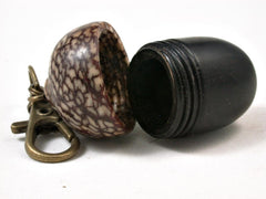 LV-2909 African Blackwood & Betel Nut Acorn Pendant Box, Keychain, Pill Fob-SCREW CAP