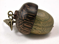 LV-3056 Verawood & Black Palm Acorn Box, Pill Holder, Compartment Pendant-SCREW CAP