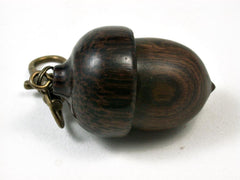 LV-2776 Lignum Vitae & Black Palm Acorn Pendant Box, Needlecase, Pill Fob-SCREW CAP
