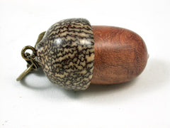 LV-2801 Amboyna Burl & Betelnut Acorn Pendant Box, Pill Fob, Secret Compartment-SCREW CAP