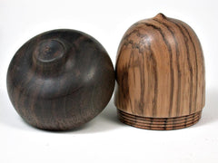 LV-2922 Wooden Acorn Box, Ring Box, Pill Box Zebrawood & Walnut-SCREW CAP