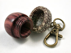 LV-2625 Tulipwood & Betelnut Acorn Pendant Box, Charm, Pill Holder-SCREW CAP