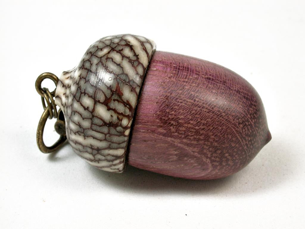 LV-2946 Acorn Pendant Box, Cremation Jewelry from Purpleheart & Betel Nut-SCREW CAP